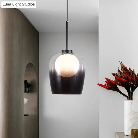 Minimalist Smoke Gray Glass Dome Pendant Led Suspension Lamp - Bedroom Lighting Fixture