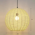 Minimalist Sphere Shaped Rattan Pendant Ceiling Light For Restaurants Yellow / 16’