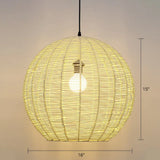 Minimalist Sphere Shaped Rattan Pendant Ceiling Light For Restaurants Yellow / 16’