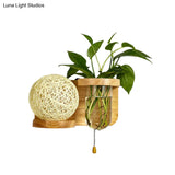 Minimalist Sphere Wall Light Sconce - Wooden Led Mounted Lighting (1 Bulb) In White/Pink/Yellow