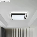 Minimalist Square Acrylic Led Ceiling Flush Mount Light Fixture In Black/White - Warm/White/3 Color