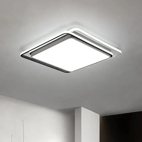 Minimalist Square Acrylic Led Ceiling Flush Mount Light Fixture In Black/White - Warm/White/3 Color