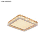 Minimalist Square Flush Mount With Clear And Gold Crystal Encrusted Leds In White