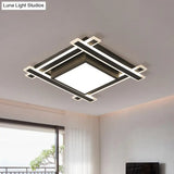 Minimalist Square Flush Pendant Light - 18’/23.5’ Width Led Acrylic Ceiling Fixture In
