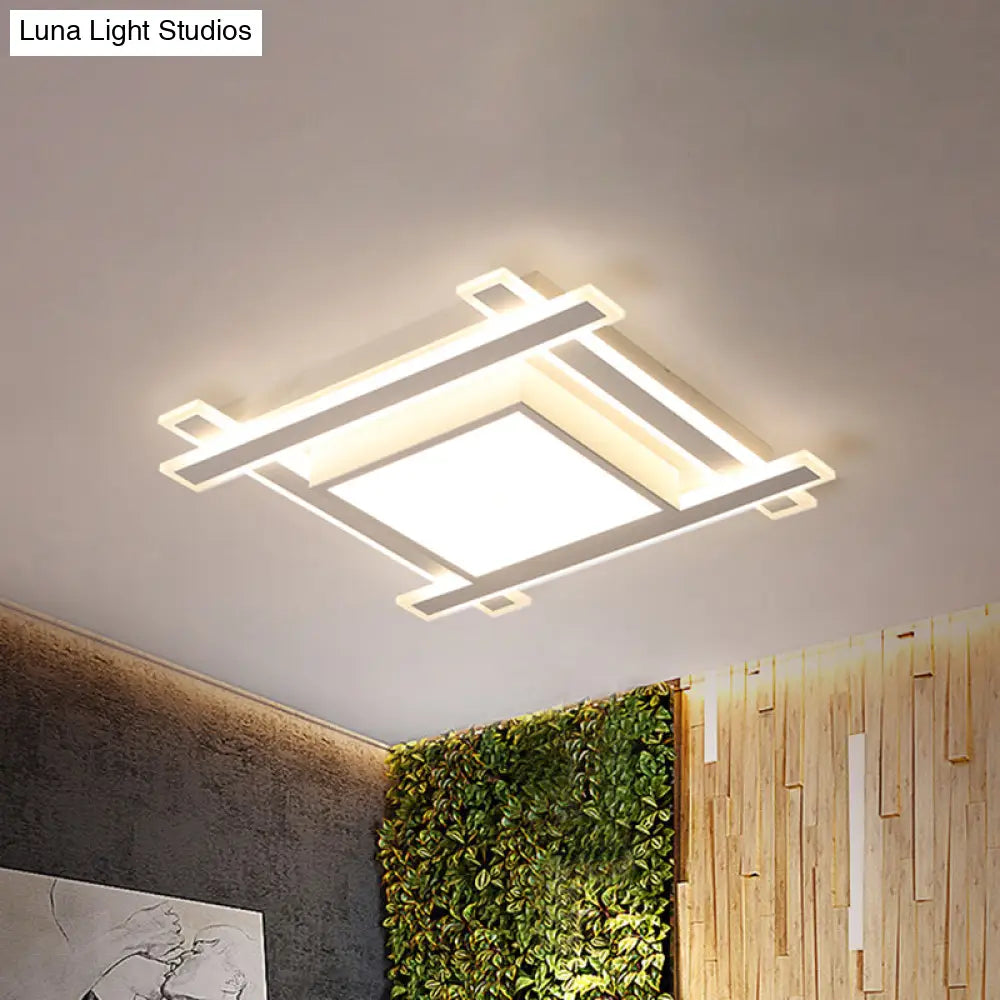 Minimalist Square Flush Pendant Light - 18’/23.5’ Width Led Acrylic Ceiling Fixture In