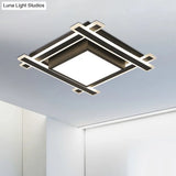 Minimalist Square Flush Pendant Light - 18’/23.5’ Width Led Acrylic Ceiling Fixture In