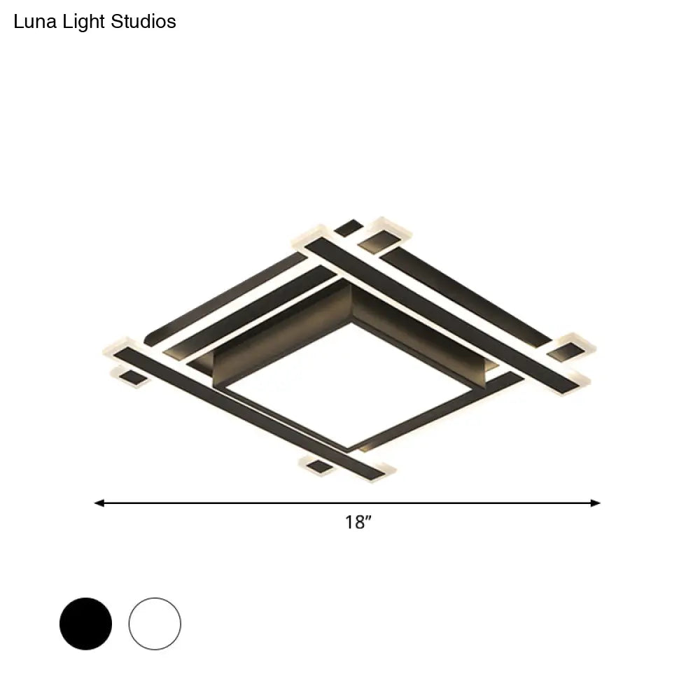 Minimalist Square Flush Pendant Light - 18’/23.5’ Width Led Acrylic Ceiling Fixture In