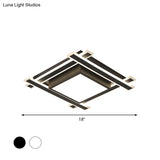 Minimalist Square Flush Pendant Light - 18’/23.5’ Width Led Acrylic Ceiling Fixture In