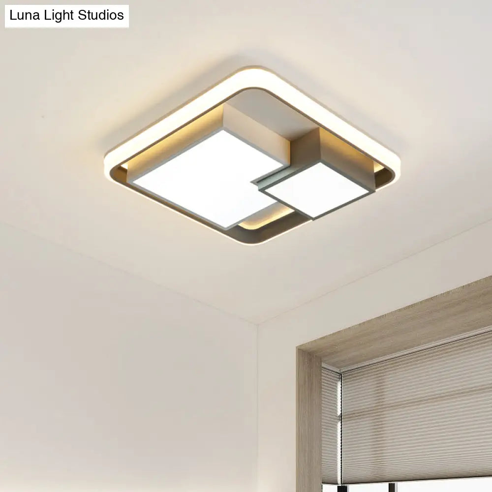 Minimalist Square Led Ceiling Light In Warm/White For Bedroom