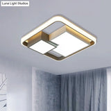 Minimalist Square Led Ceiling Light In Warm/White For Bedroom