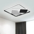 Minimalist Square Metal Led Flush Mount Light In Black 16.5’/20.5’ Wide - Customizable 7 Days /