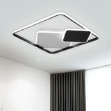Minimalist Square Metal Led Flush Mount Light In Black 16.5’/20.5’ Wide - Customizable 7 Days /