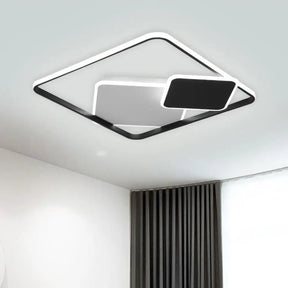 Minimalist Square Metal Led Flush Mount Light In Black 16.5’/20.5’ Wide - Customizable 7 Days /