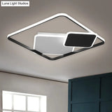 Minimalist Square Metal Led Flush Mount Light In Black 16.5’/20.5’ Wide - Customizable 7 Days
