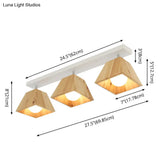 Minimalist Square Wooden White Ceiling Flush Mount Light Fixture