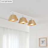 Minimalist Square Wooden White Ceiling Flush Mount Light Fixture