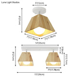 Minimalist Square Wooden White Ceiling Flush Mount Light Fixture