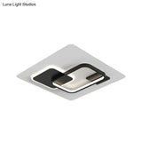 Minimalist Squared Metal Lamp Fixture With Black/Gold Led Flush Lighting For Bedroom (16’/19.5’