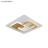 Minimalist Squared Metal Lamp Fixture With Black/Gold Led Flush Lighting For Bedroom (16’/19.5’