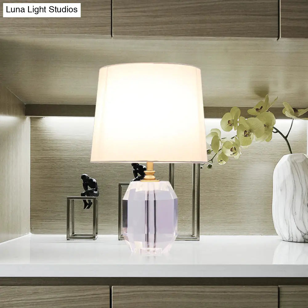 Minimalist Tapered Crystal Night Table Lamp White 18/21 Long