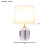 Minimalist Tapered Crystal Night Table Lamp White 18/21 Long
