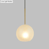 Minimalist Textured White Glass Sphere Hanging Lamp Kit - 8’’/12’’ Wide Brass Pendant Light