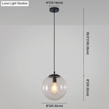 Minimalist Transparent Glass Ball Pendant Light With 39’ Hanging Wire
