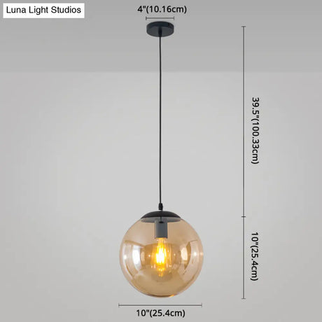 Minimalist Transparent Glass Ball Pendant Light With 39’ Hanging Wire