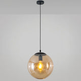 Minimalist Transparent Glass Ball Pendant Light With 39’ Hanging Wire Amber / 12’