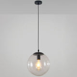 Minimalist Transparent Glass Ball Pendant Light With 39’ Hanging Wire Black / 10’
