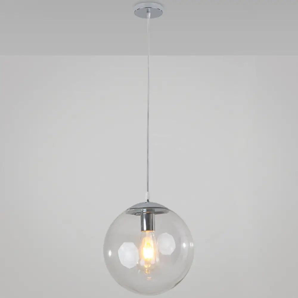Minimalist Transparent Glass Ball Pendant Light With 39’ Hanging Wire Silver / 10’