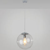 Minimalist Transparent Glass Ball Pendant Light With 39’ Hanging Wire Silver / 12’