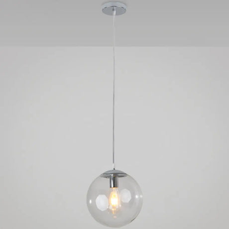 Minimalist Transparent Glass Ball Pendant Light With 39’ Hanging Wire Silver / 6’
