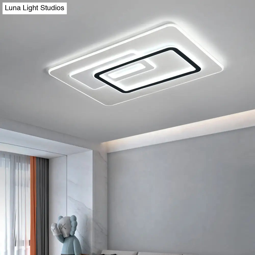 Minimalist Ultrathin Rectangular Led Flush Mount Ceiling Light In White Acrylic