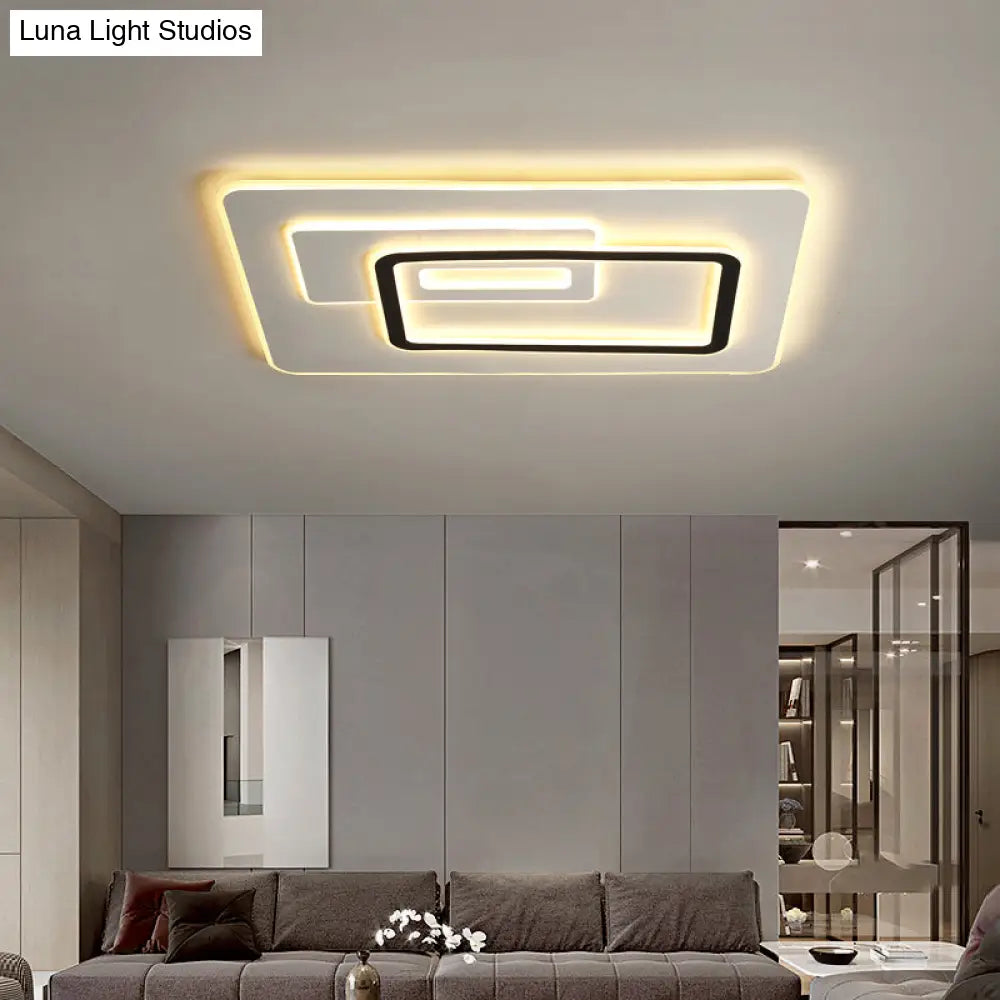 Minimalist Ultrathin Rectangular Led Flush Mount Ceiling Light In White Acrylic