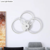 Minimalist White 3-Ring Led Acrylic Wall Sconce Light Fixture - Warm/White