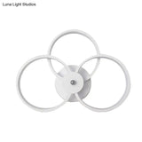 Minimalist White 3-Ring Led Acrylic Wall Sconce Light Fixture - Warm/White