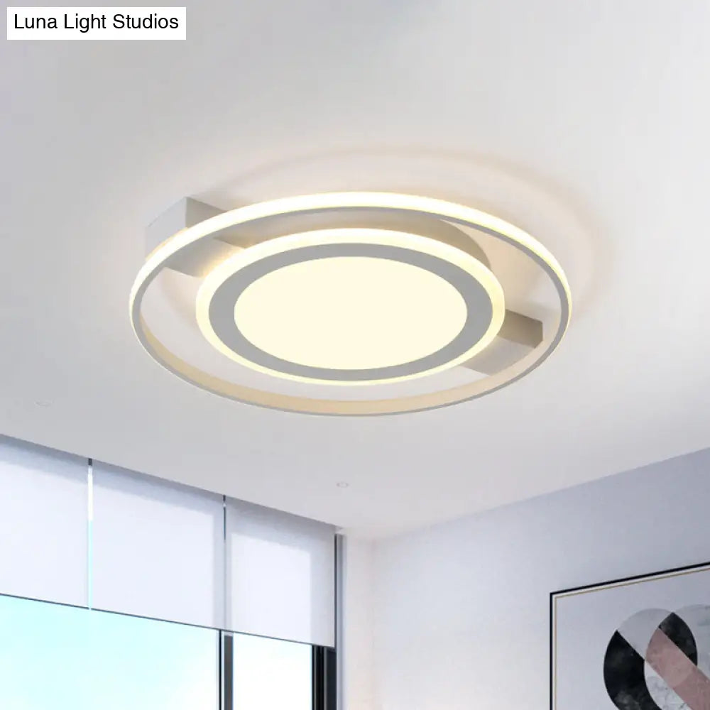 Minimalist White Acrylic Flush Mount Ceiling Lamp - 18’/21.5’ Wide Led Light Fixture With