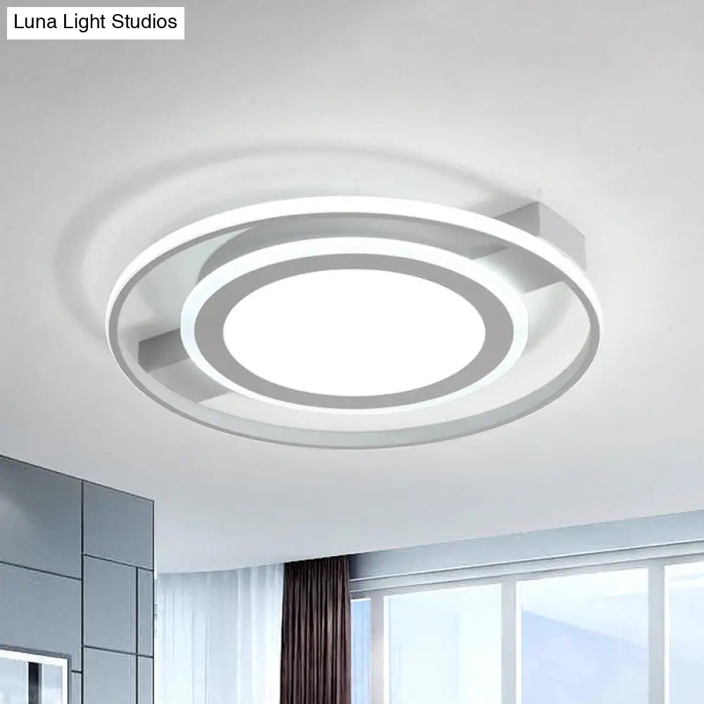 Minimalist White Acrylic Flush Mount Ceiling Lamp - 18’/21.5’ Wide Led Light Fixture With