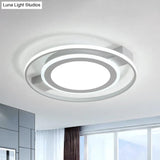 Minimalist White Acrylic Flush Mount Ceiling Lamp - 18’/21.5’ Wide Led Light Fixture With