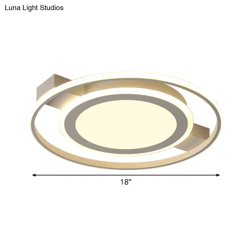 Minimalist White Acrylic Flush Mount Ceiling Lamp - 18’/21.5’ Wide Led Light Fixture With