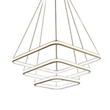 Sleek White Acrylic Hanging Chandelier With Layered Square Design Led Ceiling Pendant In White/Warm
