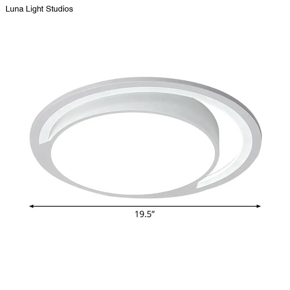Minimalist White Acrylic Led Ceiling Light - 16’/19.5’ Wide Flush-Mount Fixture With Handgrip