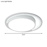 Minimalist White Acrylic Led Ceiling Light - 16’/19.5’ Wide Flush-Mount Fixture With Handgrip