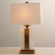 Minimalist White & Brass Table Lamp With Rectangle Fabric Shade - Perfect Living Room Night Light