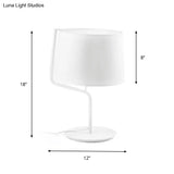 Minimalist White Drum Table Lamp - 1-Light Nightstand Lighting With Adjustable Arm