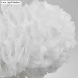 Minimalist White Feather Loop Pendant Chandelier - Elegant Doughnut Lamp