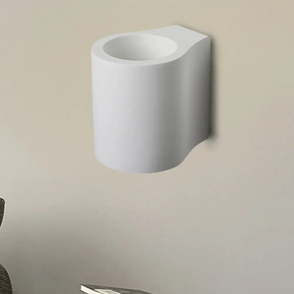 Minimalist White Flush Wall Sconce - 1 Bulb Led Up-Down Lamp
