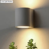 Minimalist White Flush Wall Sconce - 1 Bulb Led Up-Down Lamp