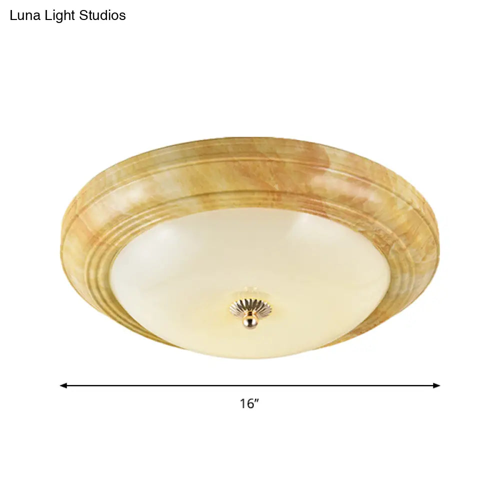 Minimalist White Glass Flush Ceiling Light Led Flushmount - Yellow 14’/16’/19.5’ Wide Foyer